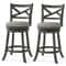 Swivel Bar Stools Set of 2 Hollow Back Design,Soft Padded Linen Seats,350 lb Capacity for Kitchen Island & Home Bars