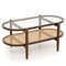 Acacia Wood Coffee Table with Tempered Glass Top 2 Tier Rustic Center Table for Living Room & Office