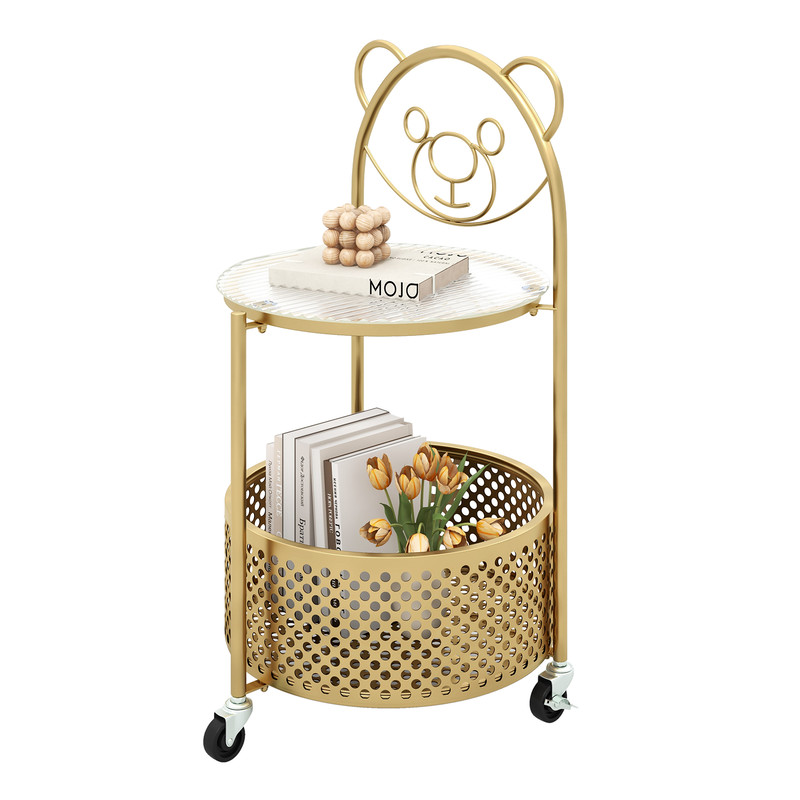 Modern Sofa Side Table On Lockable Wheels Versatile Rolling End Table For Living Room Bedroom  Stud 3