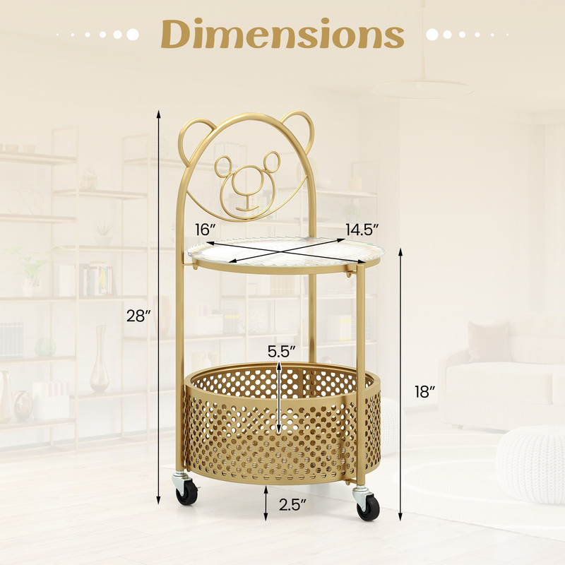 Modern Sofa Side Table On Lockable Wheels Versatile Rolling End Table For Living Room Bedroom  Stud 5