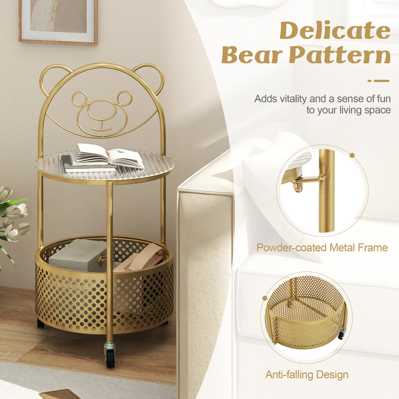 Modern Sofa Side Table On Lockable Wheels Versatile Rolling End Table For Living Room Bedroom  Stud 6