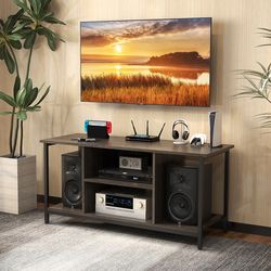 3-tier tv stand with power outlet & usb, adjustable shelf for 32"-50" tvs