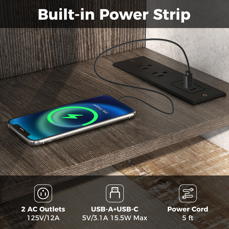3Tier TV Stand With Power Outlet  USB Adjustable Shelf For 3250 TVs 6