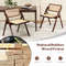 Foldable Dining Chairs Set of 2 with Woven Rattan Backrest, Sturdy & Space-Saving Brown Chairs