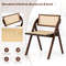 Foldable Dining Chairs Set of 2 with Woven Rattan Backrest, Sturdy & Space-Saving Brown Chairs