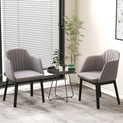 modern velvet upholstered dining chairs set of 2, curved backrest accent chairs for stylish comfort