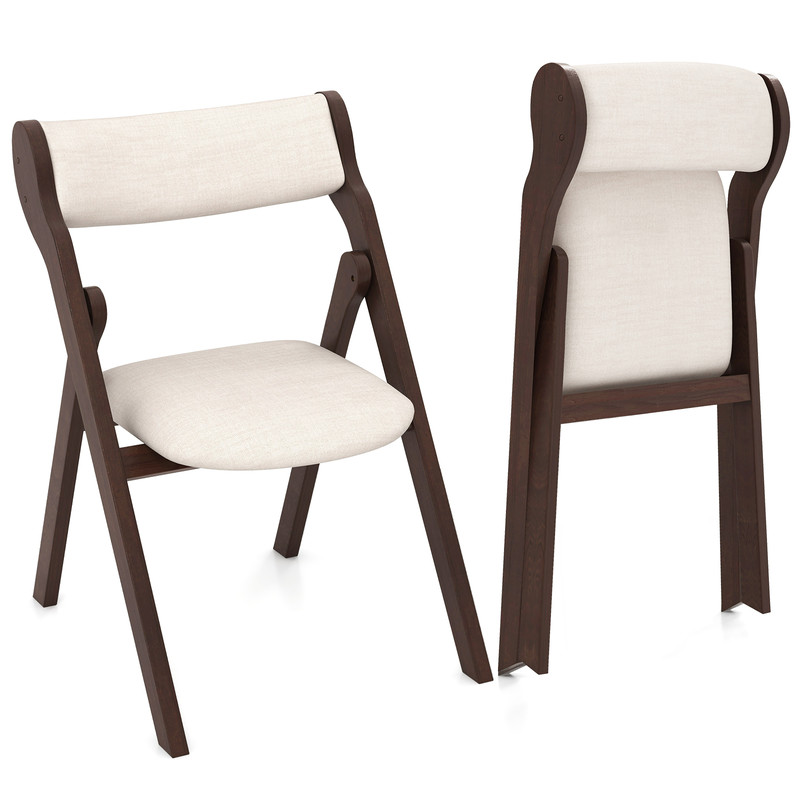 Set Of 2 Folding Chairs With Comfy Padded Backrest And Seat Sturdy Rubber Wood Design For IndoorOut 3