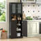 Modern Tall Bathroom Storage Cabinet With Frosted Glass Doors Open Shelf  Adjustable Shelves SpaceS 2