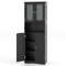 Modern Tall Bathroom Storage Cabinet With Frosted Glass Doors Open Shelf  Adjustable Shelves SpaceS 0