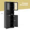 Modern Tall Bathroom Storage Cabinet With Frosted Glass Doors Open Shelf  Adjustable Shelves SpaceS 7