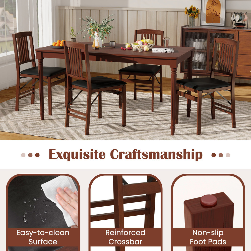 Foldable Upholstered Kitchen Chairs With Padded Seat Wooden Dining Chairs With Ergonomic Backrest F 3