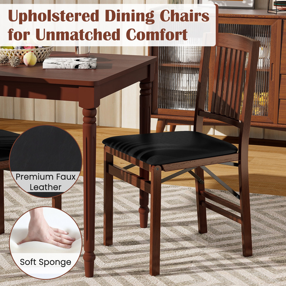 Foldable Upholstered Kitchen Chairs With Padded Seat Wooden Dining Chairs With Ergonomic Backrest F 5