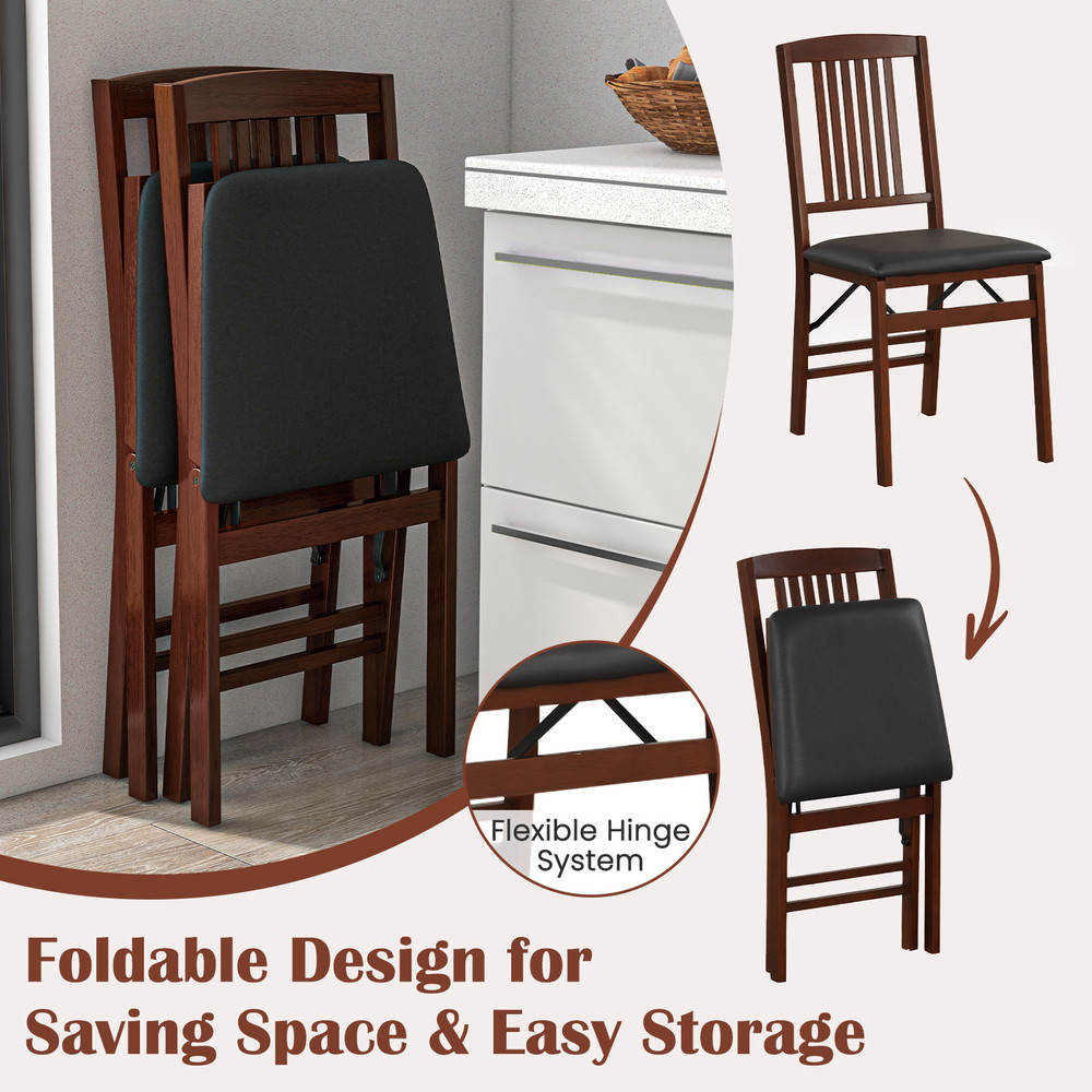 Foldable Upholstered Kitchen Chairs With Padded Seat Wooden Dining Chairs With Ergonomic Backrest F 6