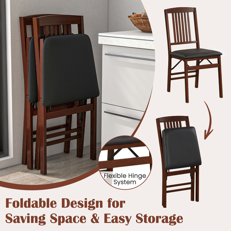 Foldable Upholstered Kitchen Chairs With Padded Seat Wooden Dining Chairs With Ergonomic Backrest F 6