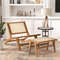 Farmhouse Handwoven Rattan Chair With Ottoman Mid Century Modern Accent Chair Set In Durable Teak W 1