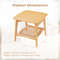 Boho Bamboo Sofa Side Table With Faux Rattan Storage Shelf Accent End Table For Living Room Bedroom 6