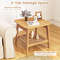 Boho Bamboo Sofa Side Table With Faux Rattan Storage Shelf Accent End Table For Living Room Bedroom 4