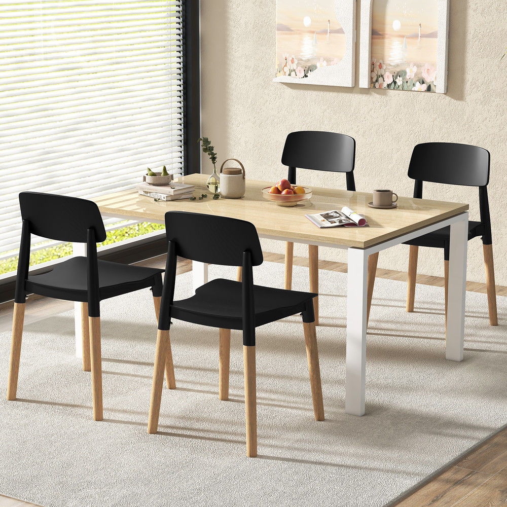 Modern Dining Side Chairs Set With Ergonomic Backrest Beech Wood Legs Armless Design For Dining Roo 1