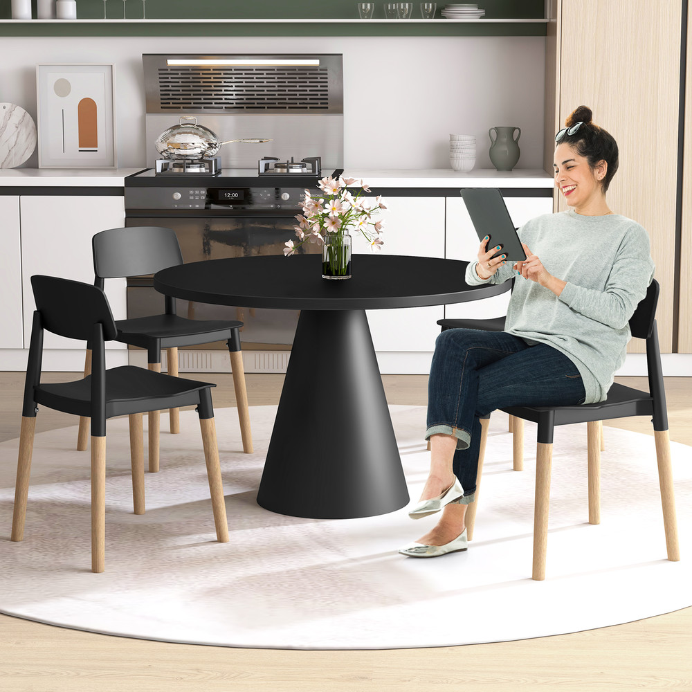 Modern Dining Side Chairs Set With Ergonomic Backrest Beech Wood Legs Armless Design For Dining Roo 2