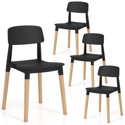 modern dining side chairs set with ergonomic backrest, beech wood legs, armless design for dining room, living room
