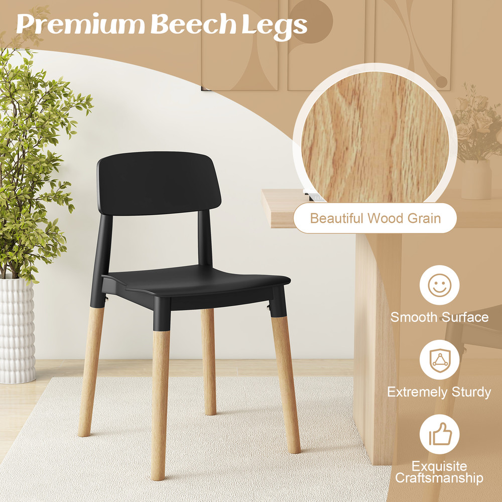 Modern Dining Side Chairs Set With Ergonomic Backrest Beech Wood Legs Armless Design For Dining Roo 4