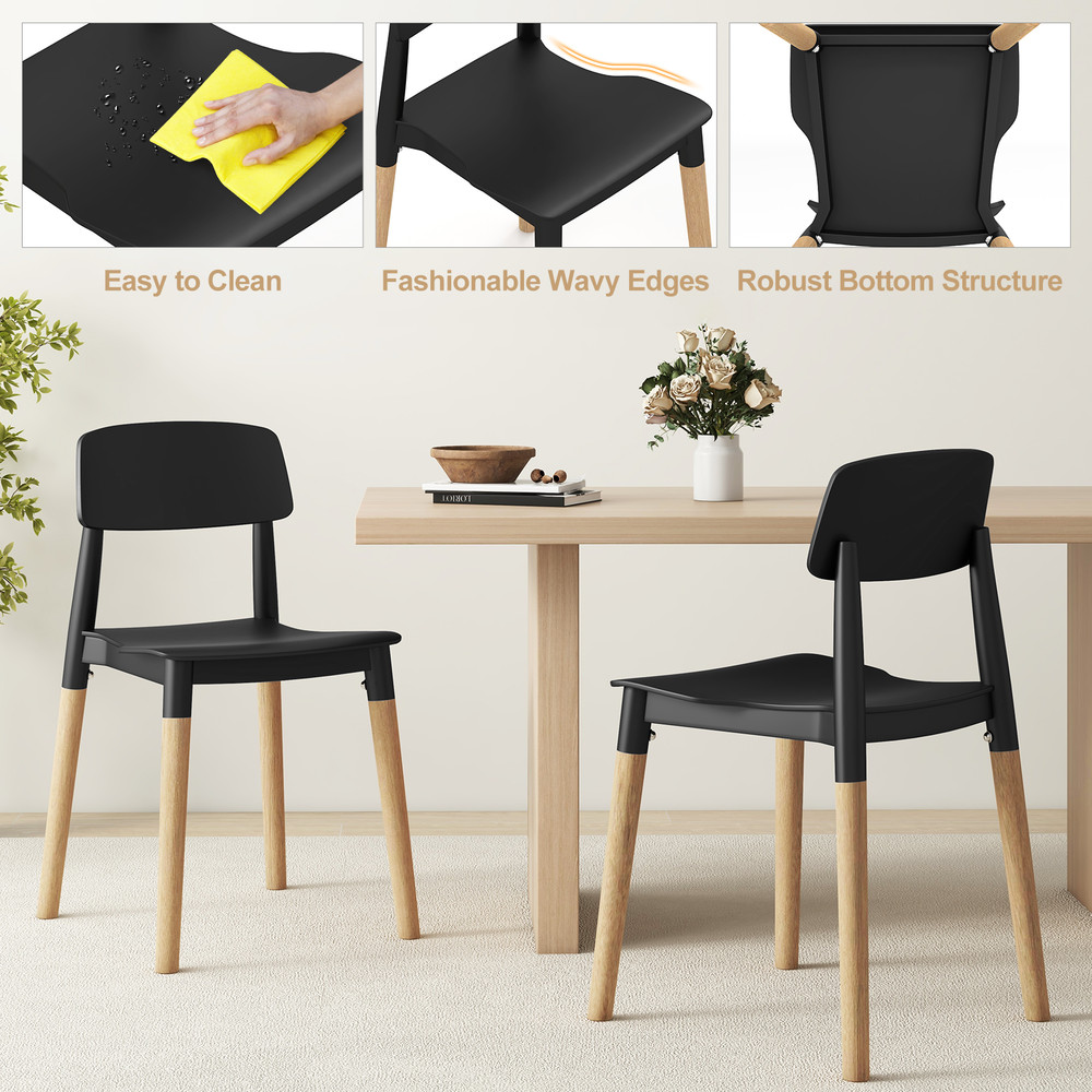 Modern Dining Side Chairs Set With Ergonomic Backrest Beech Wood Legs Armless Design For Dining Roo 5