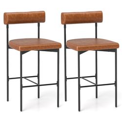 upholstered bar stools with backrest, counter height bar chairs with cushioned seat for kitchen, dining, or pub use
