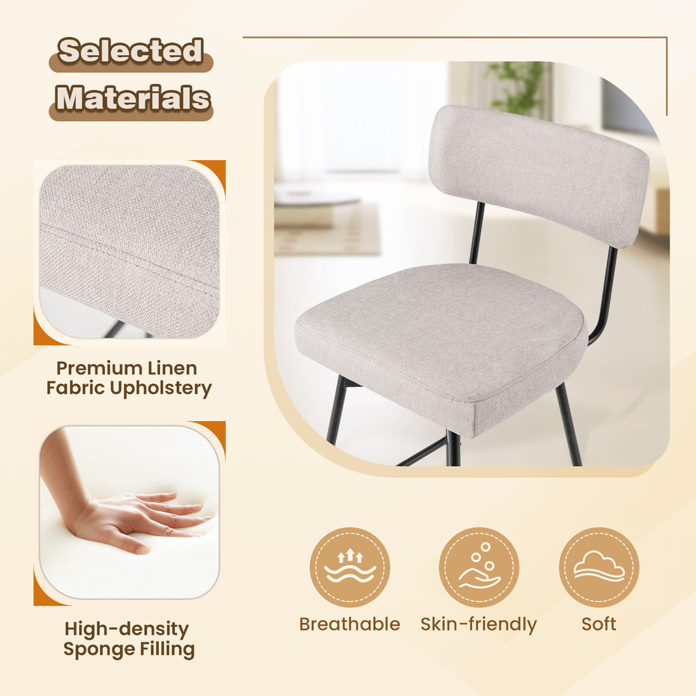 Upholstered Swivel Bar Stools With Backrest  Footrest Counter Height Bar Chairs For Kitchen Island  4