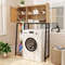 Freestanding Over The Toilet Storage Cabinet With PE Rattan Door Open Shelves  Adjustable Compartme 1