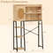 Freestanding Over The Toilet Storage Cabinet With PE Rattan Door Open Shelves  Adjustable Compartme 6