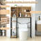Freestanding Over The Toilet Storage Cabinet With PE Rattan Door Open Shelves  Adjustable Compartme 3