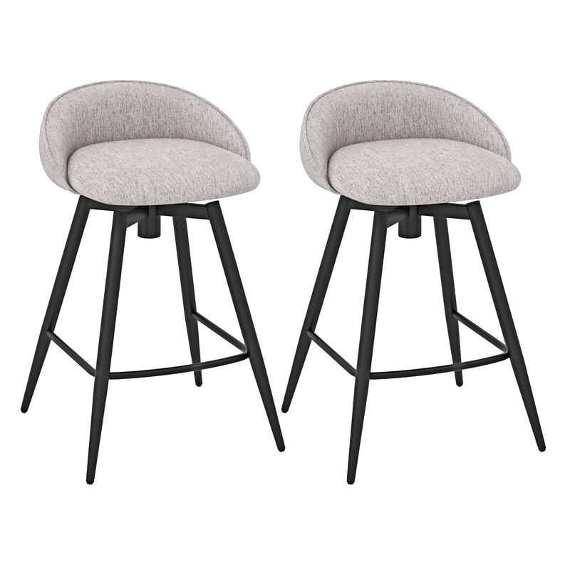 Modern Upholstered Bar Stools With Footrest And Backrest Swivel Counter Height Chairs For Kitchen I 7