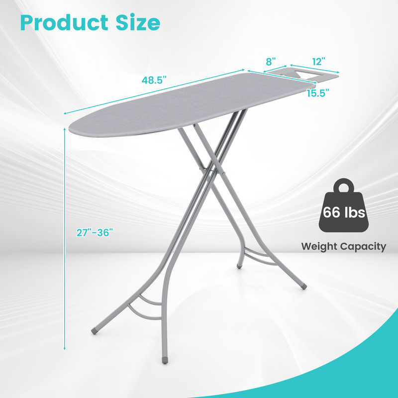 Sturdy Foldable Ironing Board With Iron Rest Adjustable Height Compact Storage For Home Laundry R 6