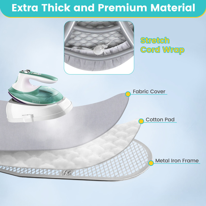 Sturdy Foldable Ironing Board With Iron Rest Adjustable Height Compact Storage For Home Laundry R 3