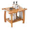 2-Tier Teak Wood Shower Bench with Curved Seat, Sturdy Shower Stool & Storage Shelf
