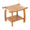 2-Tier Teak Wood Shower Bench with Curved Seat & Handles, Sturdy Shower Stool for Bathroom & Beyond