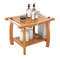 2-Tier Teak Wood Shower Bench with Curved Seat & Handles, Sturdy Shower Stool for Bathroom & Beyond