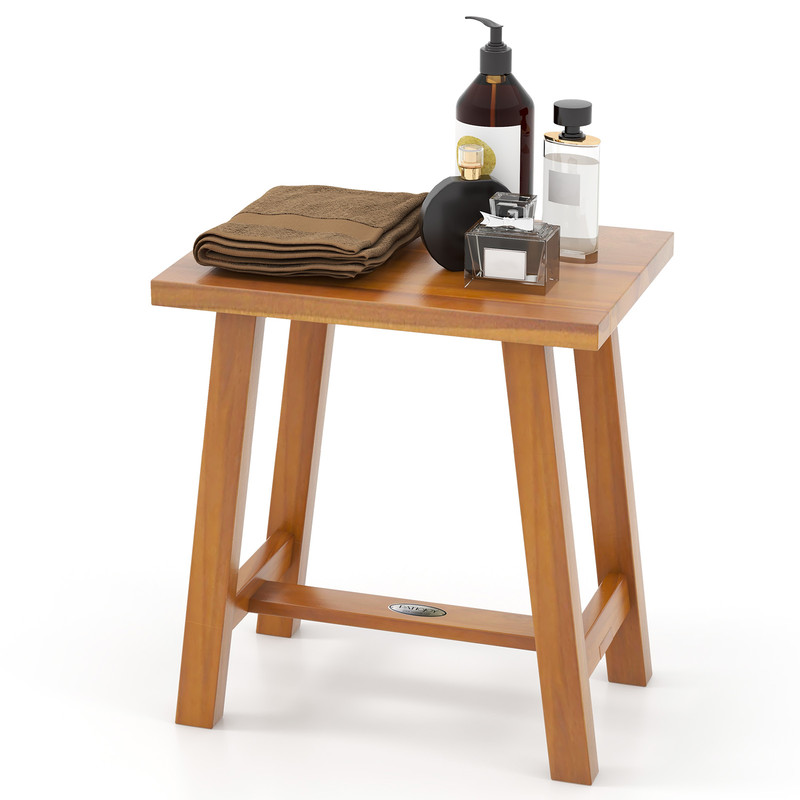 Premium Teak Shower Bench, Bathroom Shower Stool for Shaving Legs & Spa Bath