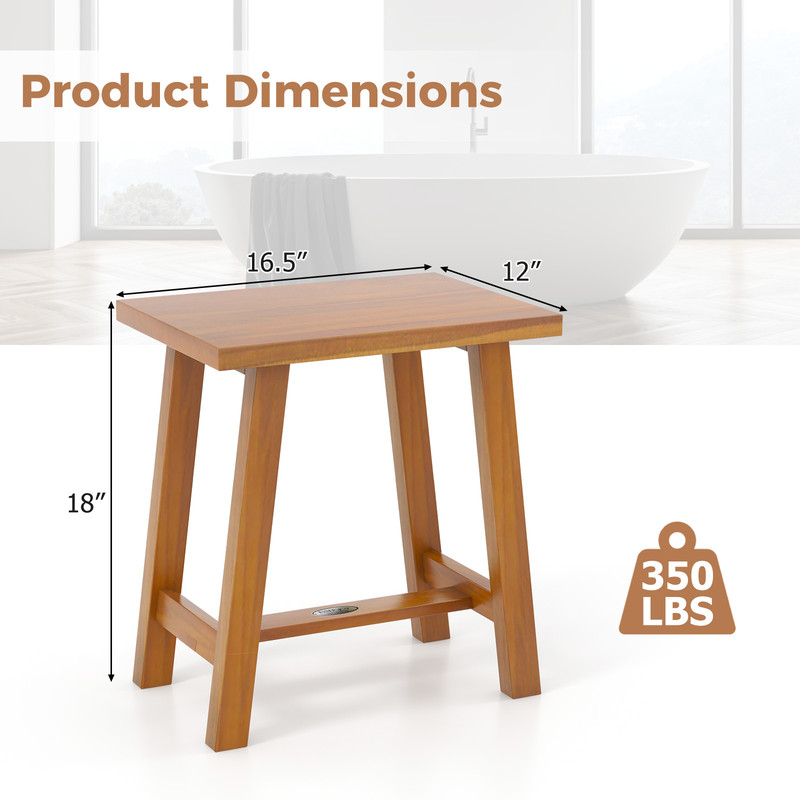 Premium Teak Shower Bench, Bathroom Shower Stool for Shaving Legs & Spa Bath