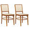 Boho Style Rattan Chairs Set Teak Wood Dining Chairs With Ergonomic Footrests 2Piece 7