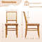 Boho Style Rattan Chairs Set Teak Wood Dining Chairs With Ergonomic Footrests 2Piece 5