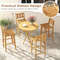 Teak Wood Bar Stool With PE Rattan Weaving 330 Lb Capacity Stool With Back Support  Footrest 6