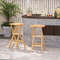 Set Of 2 No Assembly Outdoor Bar Stools Teak Wood Folding Stools With Countered Seat 350 Lb Capacit 0