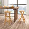 Set Of 2 No Assembly Outdoor Bar Stools Teak Wood Folding Stools With Countered Seat 350 Lb Capacit 1