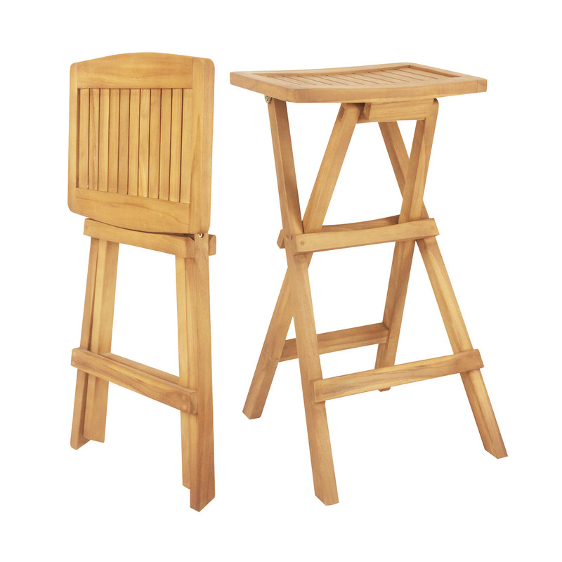 Set Of 2 No Assembly Outdoor Bar Stools Teak Wood Folding Stools With Countered Seat 350 Lb Capacit 7