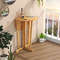 Outdoor Folding Bar Table Teak Wood Oval Tabletop With Cross Base For Patio  Bistro 0