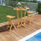 Outdoor Folding Bar Table Teak Wood Oval Tabletop With Cross Base For Patio  Bistro 1
