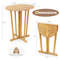 Outdoor Folding Bar Table Teak Wood Oval Tabletop With Cross Base For Patio  Bistro 5