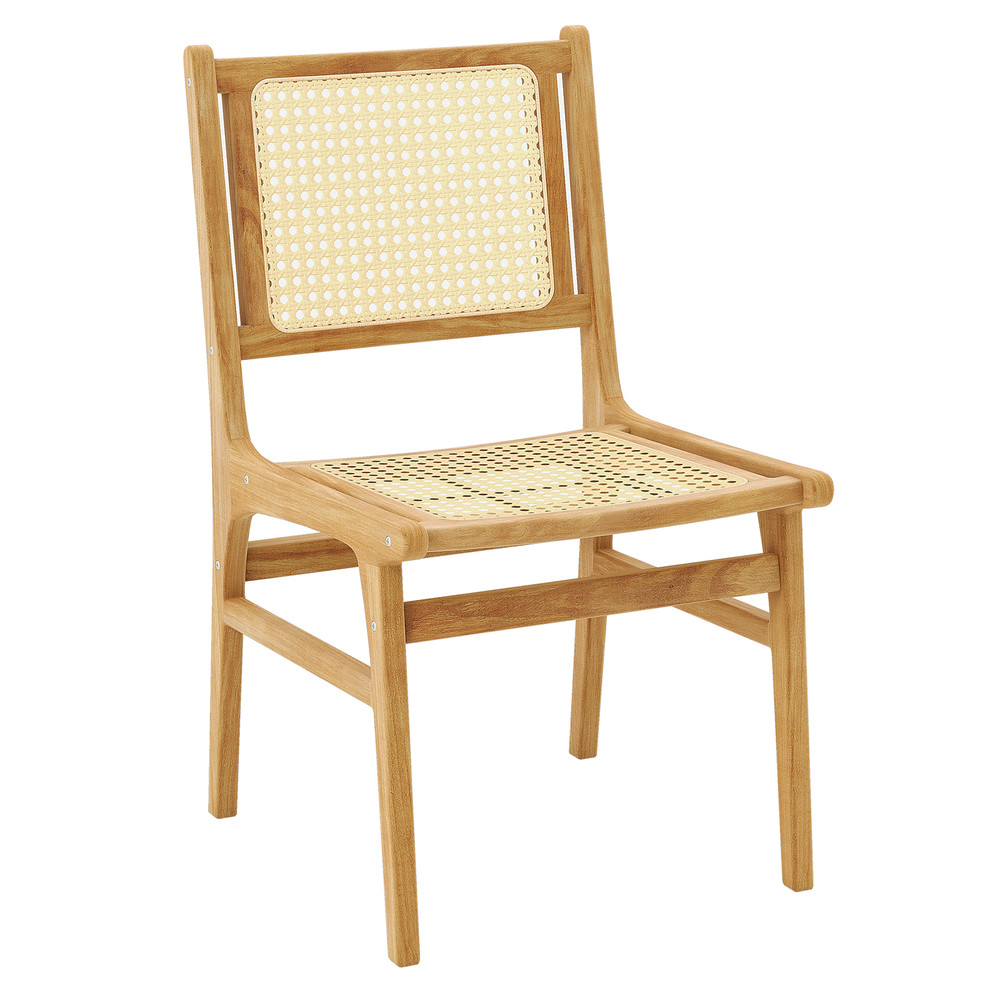 Teak Wood Dining Chair Natural Rattan Woven Seat Backrest For Kitchen Dining Room Or Restaurant 6