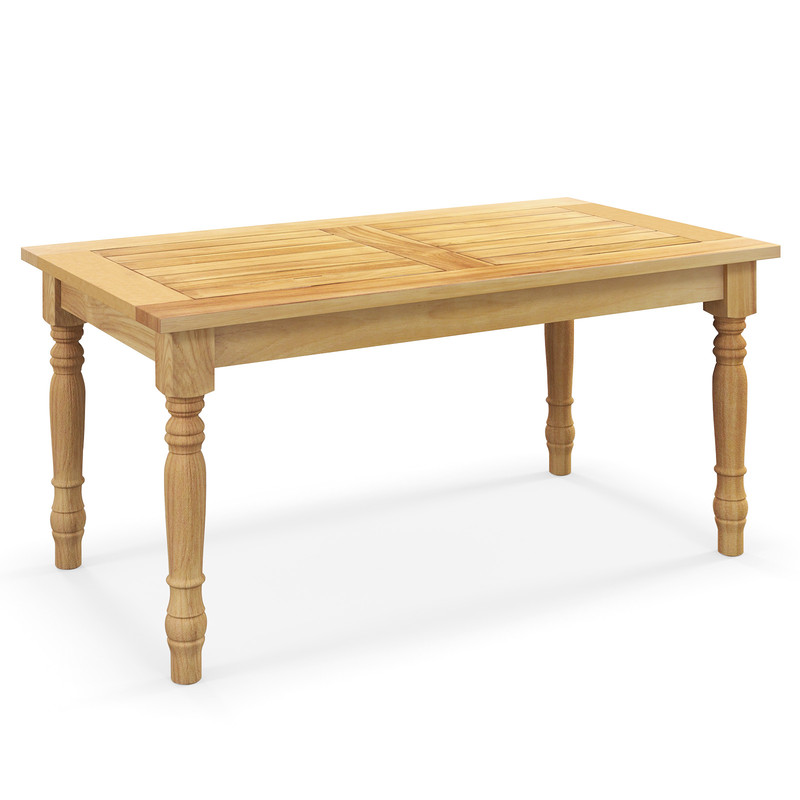 Patio Coffee Table With Solid Teak Wood Structure Slatted Tabletop OutdoorIndoor Side Table 7